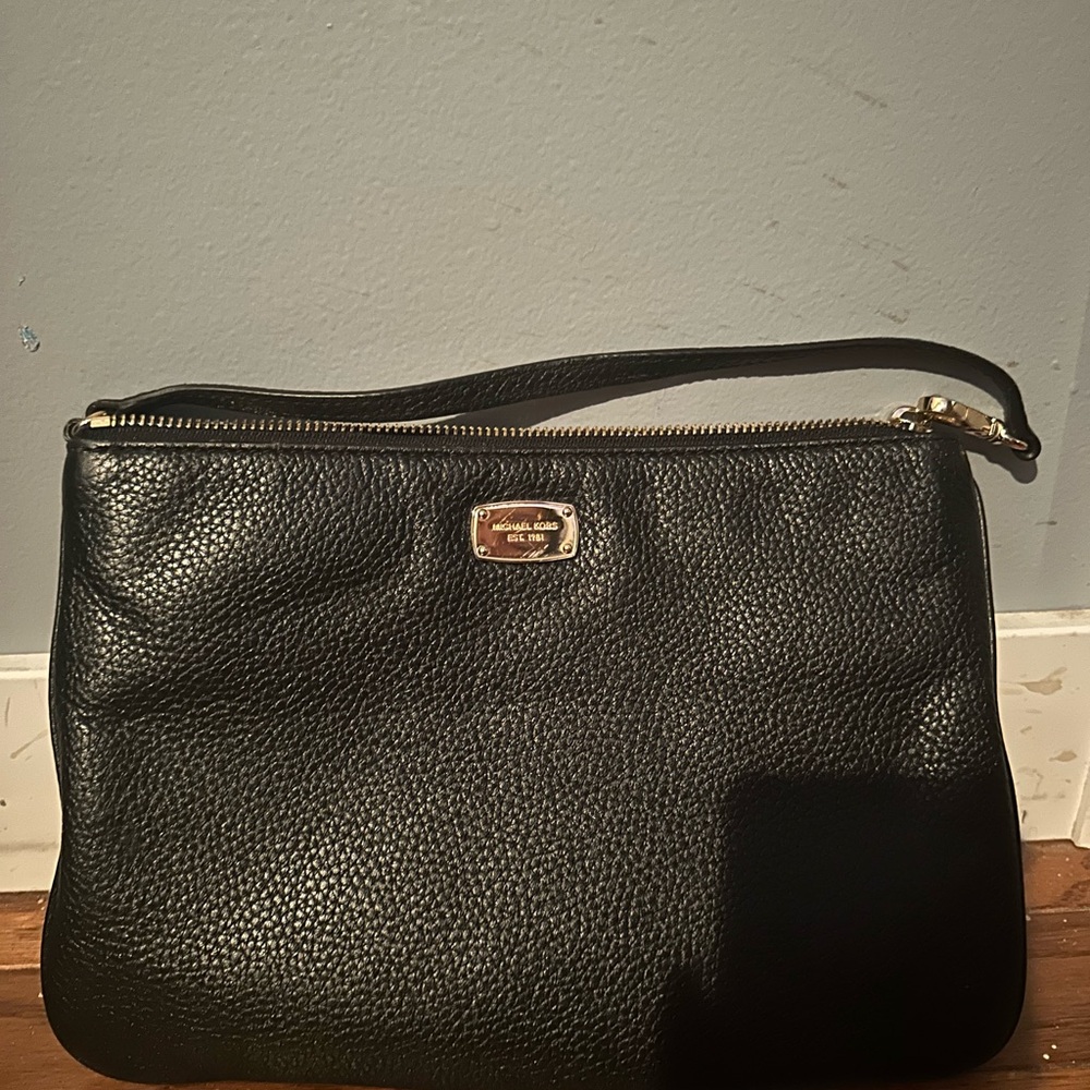 Michael Kors Black Pebbled Leather Wristlet